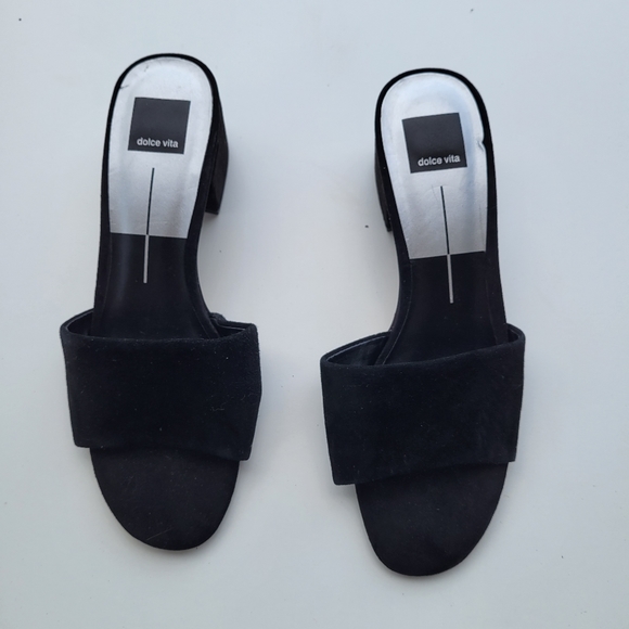 Dolce Vita Rilee Suede Open Toe Low Block Heel Slide - Picture 3 of 8